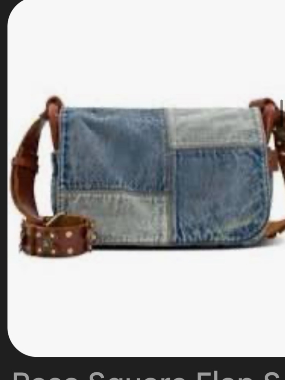 Patricia Nash Denim Patch Crossbody Messenger Bag with Brown Leather Trim